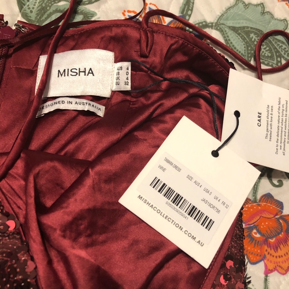 Misha BNWT Tamara Sequin Dress sz 0 in Wine - Picture 14 of 16